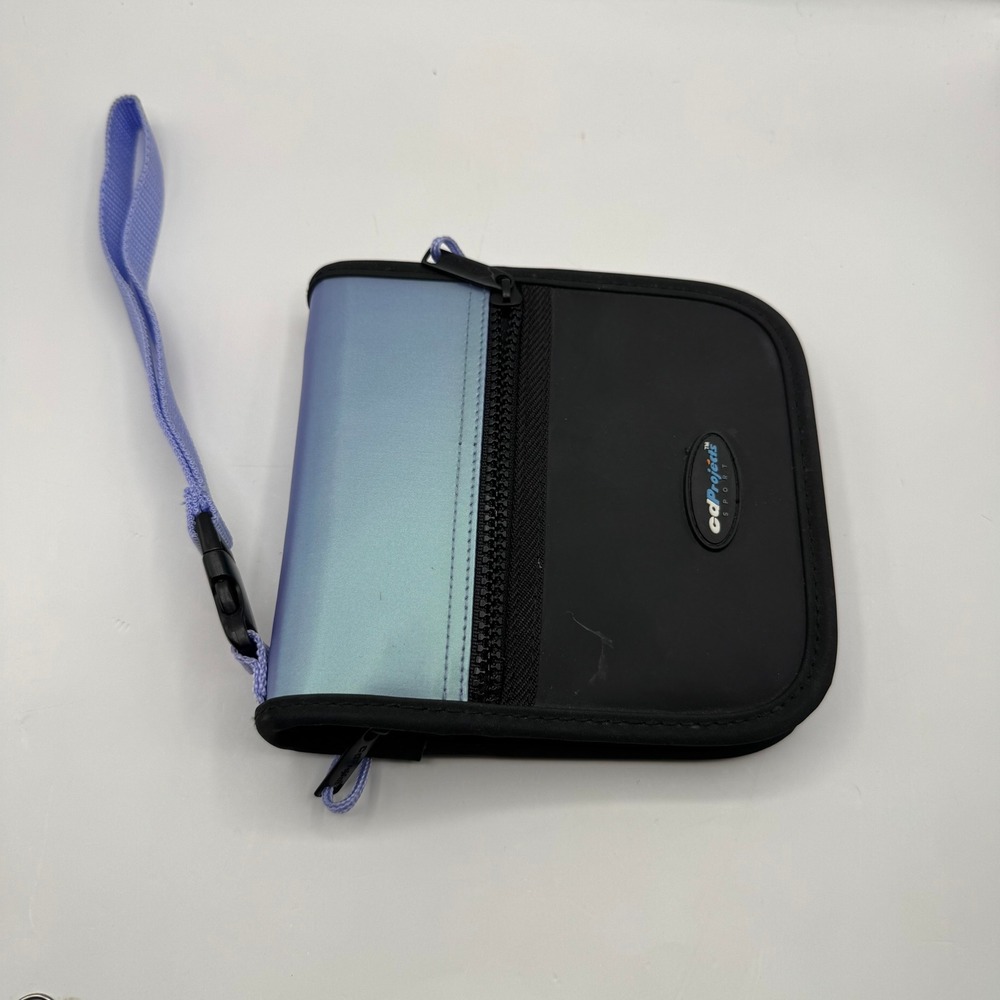 CD Projects Sport CD Wallet 10 Slot Black Blue Iridescent Zippered Case Binder